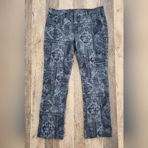 Ralph Lauren LRL Western Jeans Boho Tribal Southwestern Aztec Print Sz 12 - Y2K